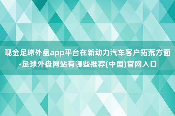 现金足球外盘app平台在新动力汽车客户拓荒方面-足球外盘网站有哪些推荐(中国)官网入口