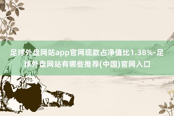 足球外盘网站app官网现款占净值比1.38%-足球外盘网站有哪些推荐(中国)官网入口