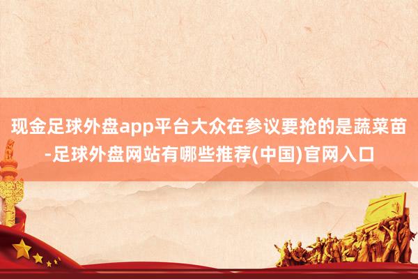 现金足球外盘app平台大众在参议要抢的是蔬菜苗-足球外盘网站有哪些推荐(中国)官网入口