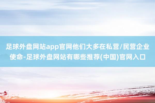 足球外盘网站app官网他们大多在私营/民营企业使命-足球外盘网站有哪些推荐(中国)官网入口