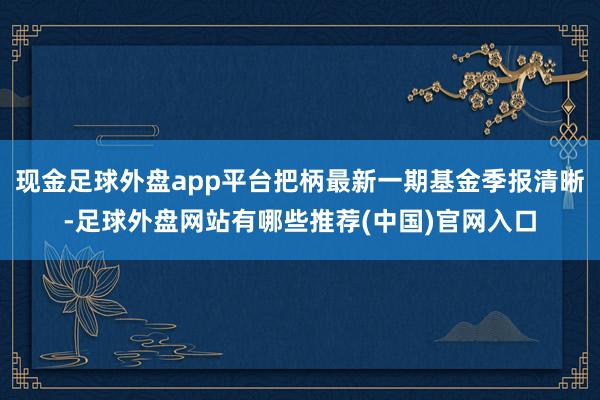 现金足球外盘app平台把柄最新一期基金季报清晰-足球外盘网站有哪些推荐(中国)官网入口