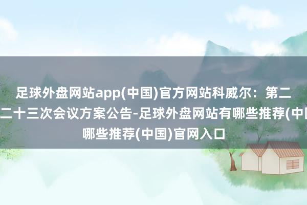 足球外盘网站app(中国)官方网站科威尔：第二届董事会第二十三次会议方案公告-足球外盘网站有哪些推荐(中国)官网入口