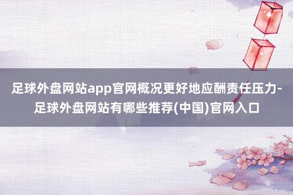足球外盘网站app官网概况更好地应酬责任压力-足球外盘网站有哪些推荐(中国)官网入口
