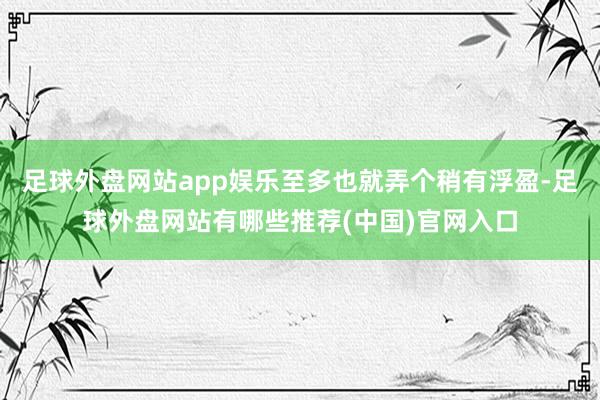 足球外盘网站app娱乐至多也就弄个稍有浮盈-足球外盘网站有哪些推荐(中国)官网入口